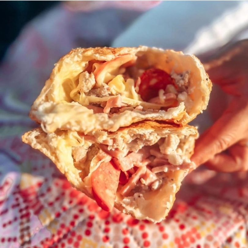 Italian sausage, ham and cheese panzerotti made in a street food truck in Perth.